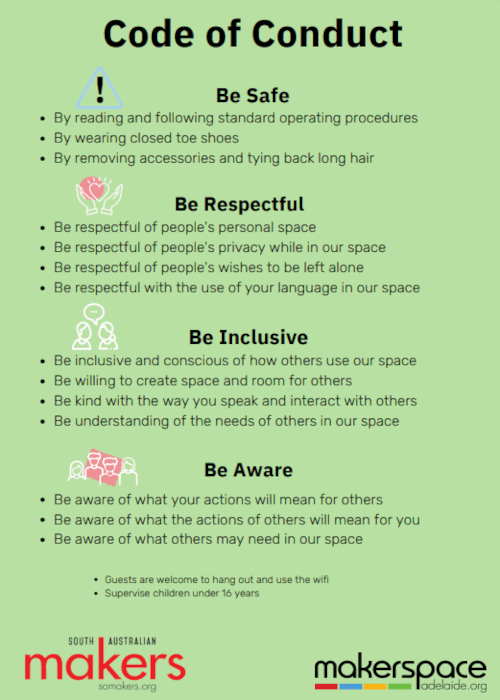 Makerspace Adelaide Code of Conduct